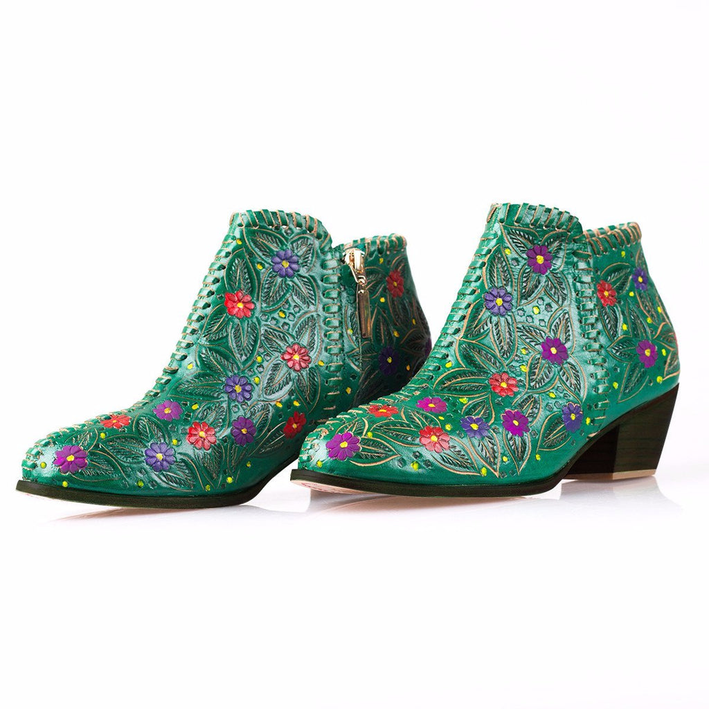 Sara Melissa Designs Shoes Ankle Bootie hand tooled leather