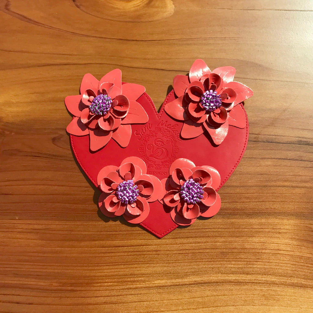 Coral / Red  "Heart Bouquet"