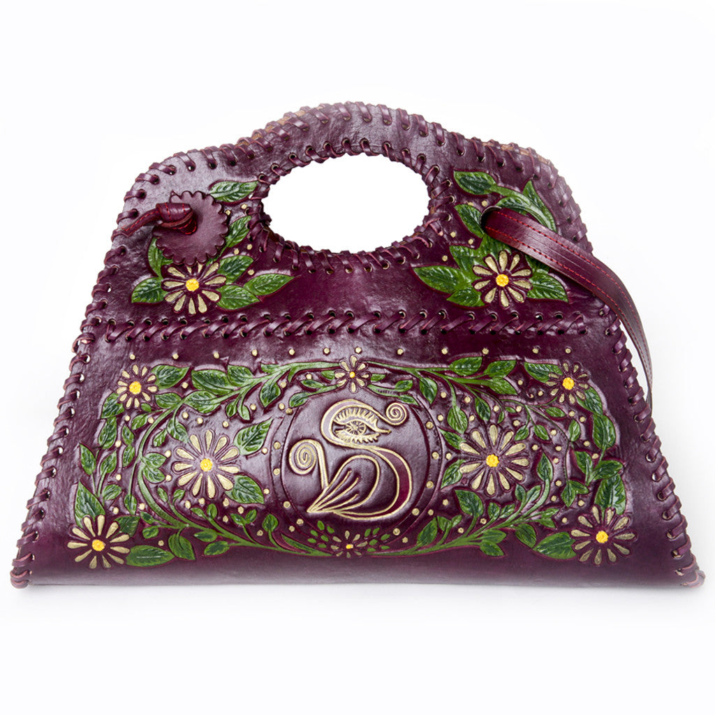 Sara Melissa Designs Hand Tooled  Handbag burgundy